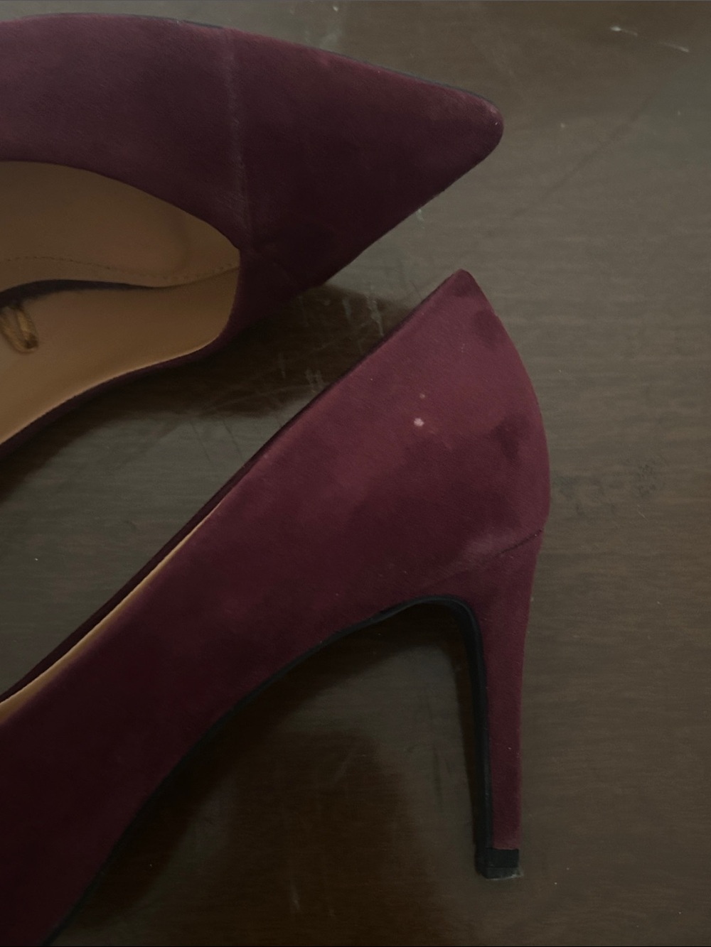Zara Burgundy Pointed Toe Suede Pumps - Picture 5 of 5